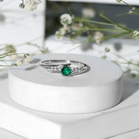 Certified Lab Grown Emerald Diamond Simple Promise Ring with Bypass Shank