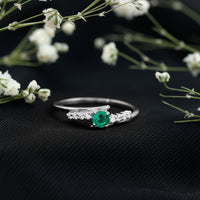 Certified Lab Grown Emerald Diamond Simple Promise Ring with Bypass Shank