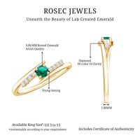Certified Lab Grown Emerald Diamond Simple Promise Ring with Bypass Shank