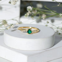Certified Lab Grown Emerald Diamond Simple Promise Ring with Bypass Shank