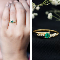 Certified Lab Grown Emerald Diamond Simple Promise Ring with Bypass Shank
