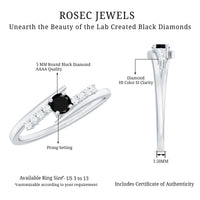 Minimal Round Created Black Diamond and Diamond Bypass Promise Ring