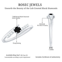 Certified Lab Grown Black and White Diamond Promise Ring with Bypass Shank
