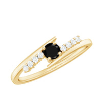 Certified Lab Grown Black and White Diamond Promise Ring with Bypass Shank