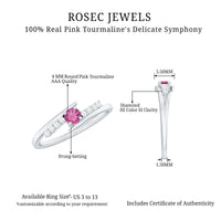 Minimal Pink Tourmaline and Diamond Bypass Promise Ring