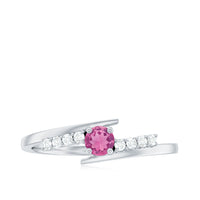 Minimal Pink Tourmaline and Diamond Bypass Promise Ring