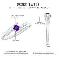 Real Amethyst and Diamond Bypass Promise Ring with Certificate
