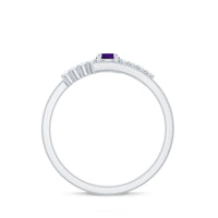 Real Amethyst and Diamond Bypass Promise Ring with Certificate