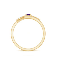 Real Amethyst and Diamond Bypass Promise Ring with Certificate