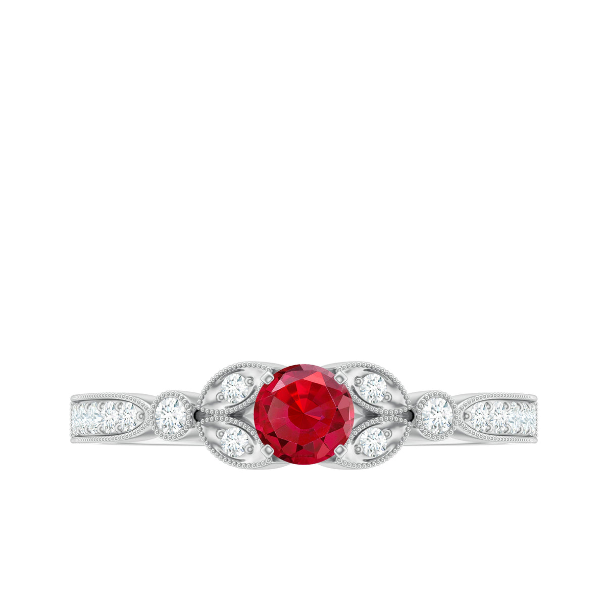 Lab-Lab Grown Ruby and Diamond Minimal Promise Ring