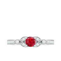 Lab-Lab Grown Ruby and Diamond Minimal Promise Ring
