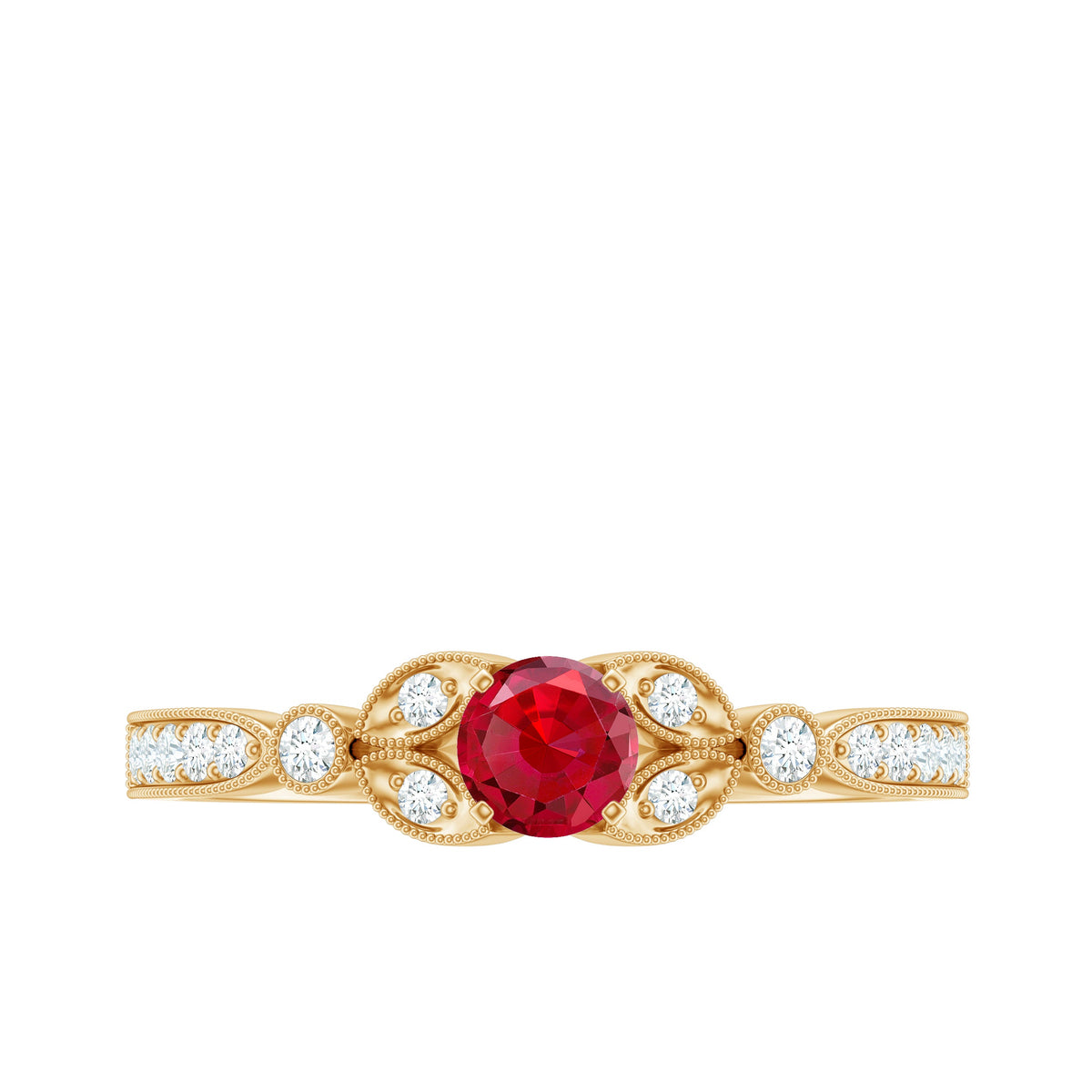 Lab-Lab Grown Ruby and Diamond Minimal Promise Ring