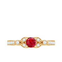 Lab-Lab Grown Ruby and Diamond Minimal Promise Ring