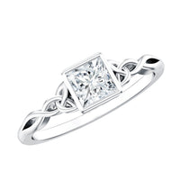 Princess Cut Moissanite Promise Ring in Bezel Setting