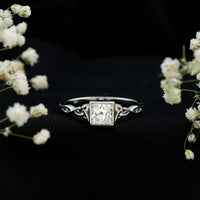Princess Cut Moissanite Promise Ring in Bezel Setting