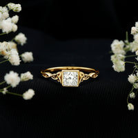 Princess Cut Moissanite Promise Ring in Bezel Setting