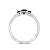 Certified Lab Grown Black Diamond 3 Stone Engagement Ring with White Diamond