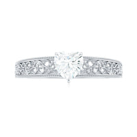 Heart Shape Solitaire Moissanite Filigree Engagement Ring