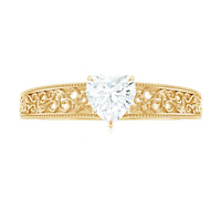 Heart Shape Solitaire Moissanite Filigree Engagement Ring