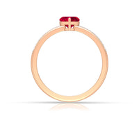 Genuine 0.6 Carat Ruby Heart Engagement Ring with Diamond