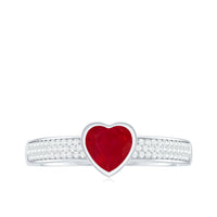 Genuine 0.6 Carat Ruby Heart Engagement Ring with Diamond