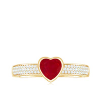 Genuine 0.6 Carat Ruby Heart Engagement Ring with Diamond