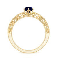 Vintage Inspired 0.9 Carat Blue Sapphire Filigree Engagement Ring for Women