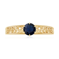 Vintage Inspired 0.9 Carat Blue Sapphire Filigree Engagement Ring for Women