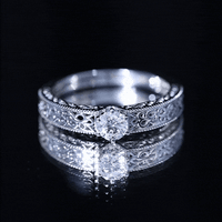 Round Cut Solitaire Moissanite Vintage Looking Engagement Ring