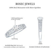 Round Cut Solitaire Moissanite Vintage Looking Engagement Ring