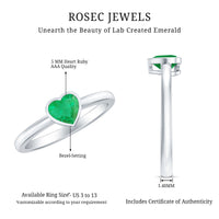 Real Emerald Heart Solitaire Ring in Bezel Setting