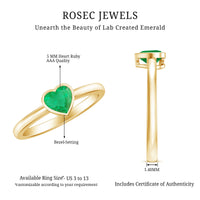 Real Emerald Heart Solitaire Ring in Bezel Setting