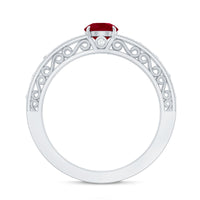 Vintage Inspired Ruby Engagement Ring with Surprise Diamond