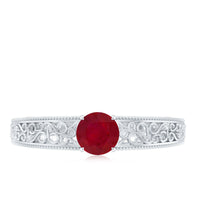 Vintage Inspired Ruby Engagement Ring with Surprise Diamond