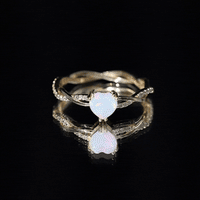 Natural Ethiopian Opal Diamond Heart Promise Engagement Ring
