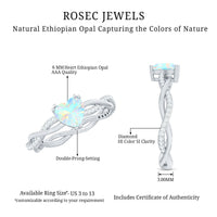 Natural Ethiopian Opal Diamond Heart Promise Engagement Ring