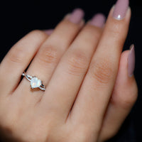 Natural Ethiopian Opal Diamond Heart Promise Engagement Ring