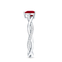 Natural 0.6 Carat Ruby Heart Engagement Ring with Diamond Braided Shank