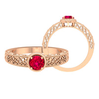 Vintage Inspired Ruby Solitaire Engagement Ring
