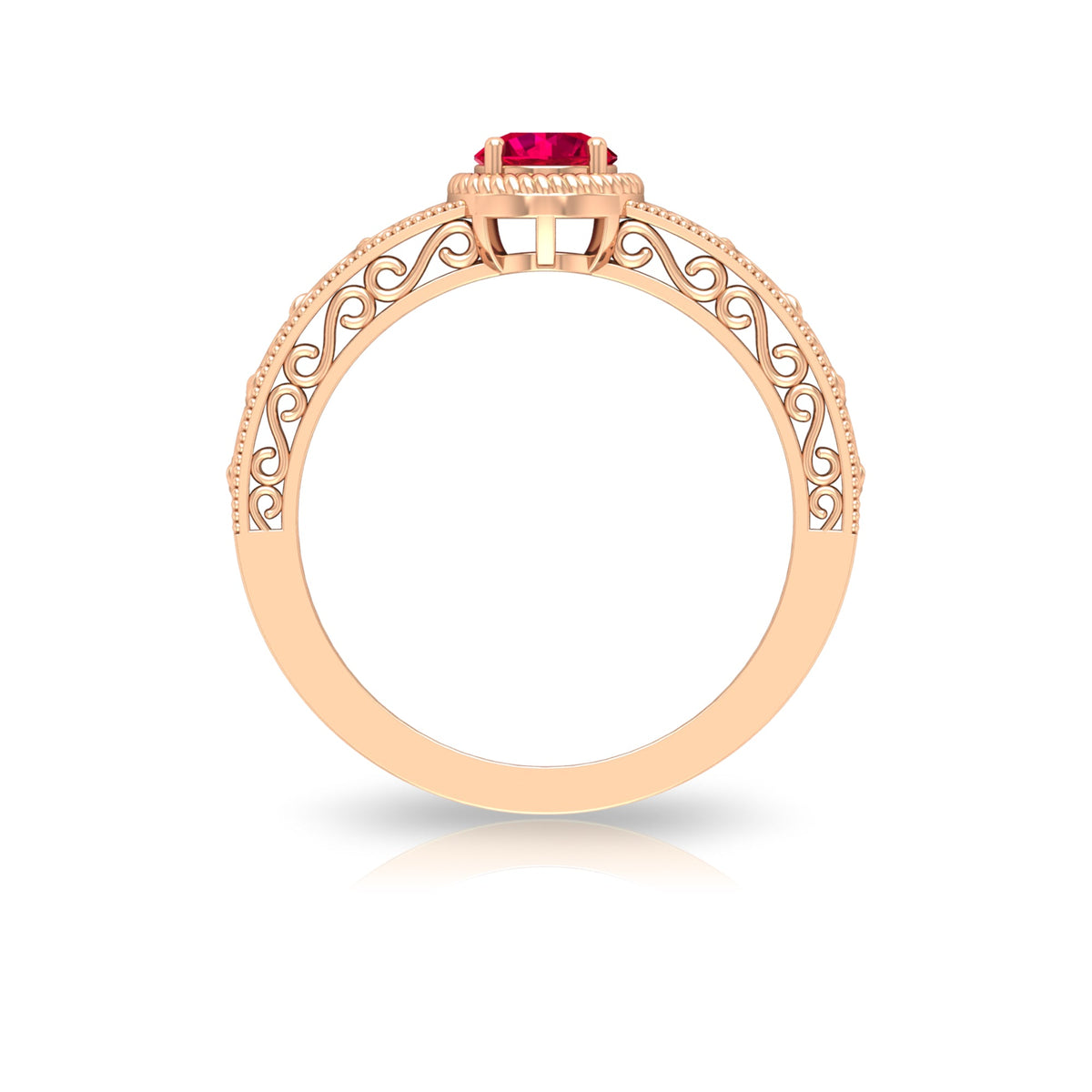 Vintage Inspired Ruby Solitaire Engagement Ring