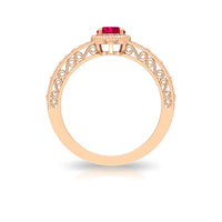 Vintage Inspired Ruby Solitaire Engagement Ring