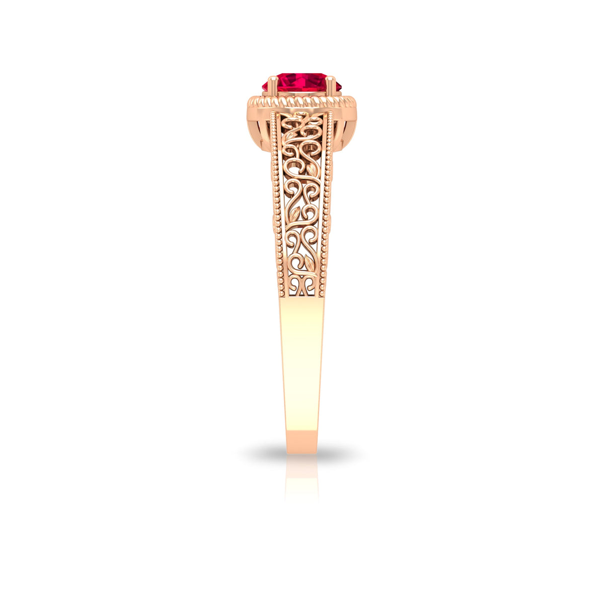 Vintage Inspired Ruby Solitaire Engagement Ring
