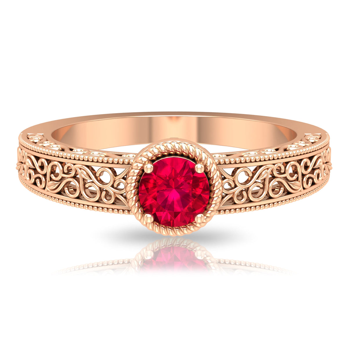 Vintage Inspired Ruby Solitaire Engagement Ring