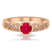 Vintage Inspired Ruby Solitaire Engagement Ring