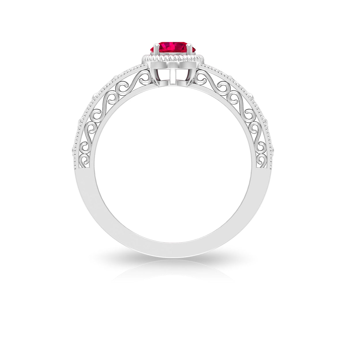 Vintage Inspired Ruby Solitaire Engagement Ring