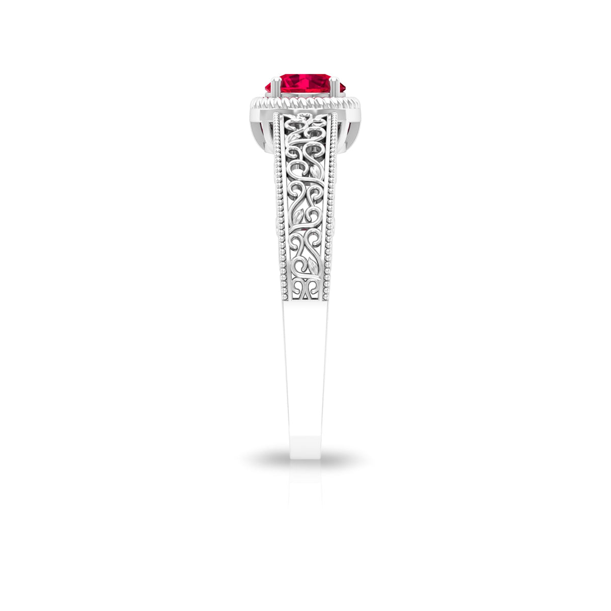 Vintage Inspired Ruby Solitaire Engagement Ring