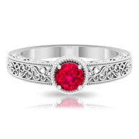 Vintage Inspired Ruby Solitaire Engagement Ring