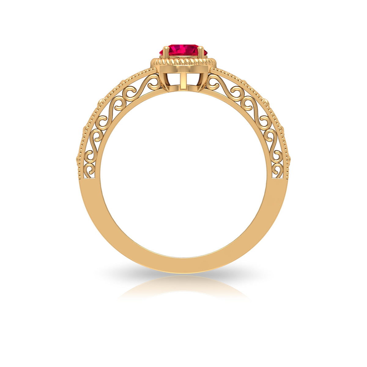 Vintage Inspired Ruby Solitaire Engagement Ring