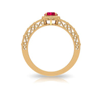 Vintage Inspired Ruby Solitaire Engagement Ring