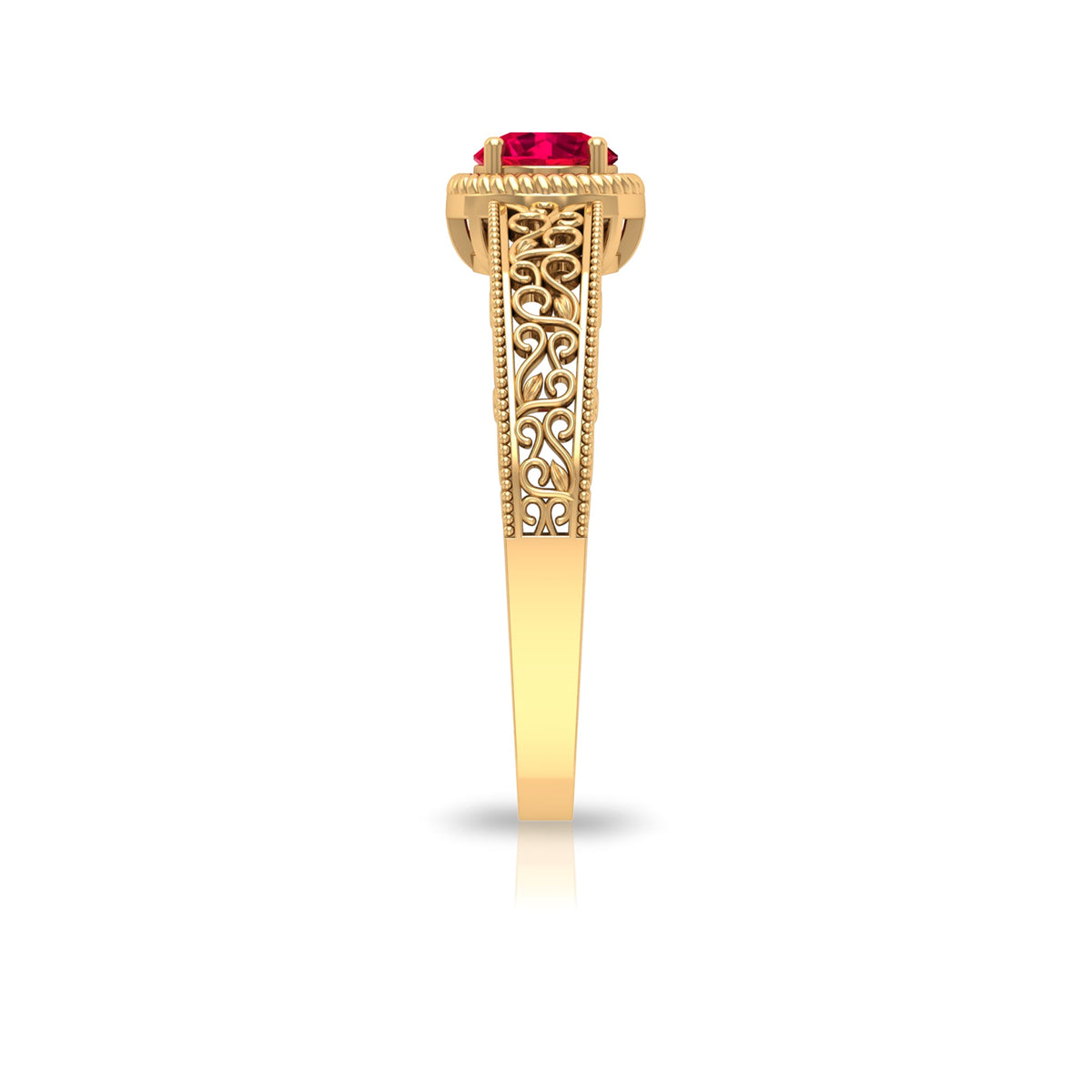 Vintage Inspired Ruby Solitaire Engagement Ring
